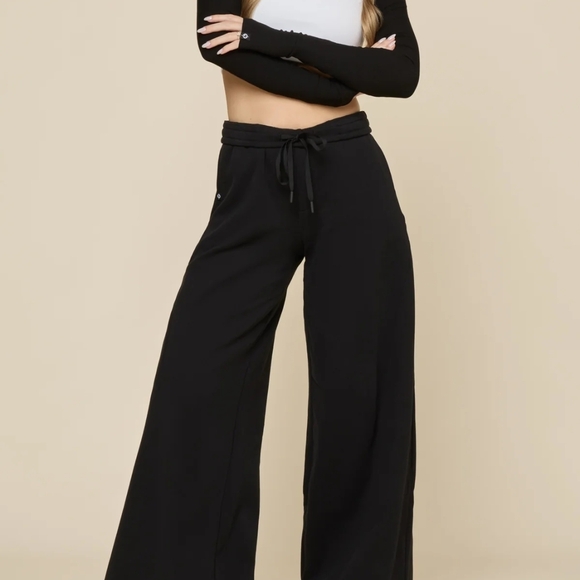 POPFLEX Pants - POPFLEX Black Wide-Leg Pants